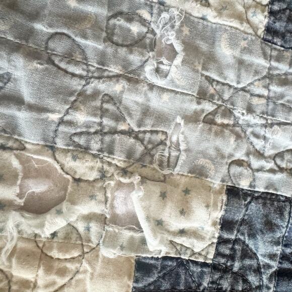 Handmade Log Cabin Pattern Quilt Blue 51”x67” - Picture 10 of 11